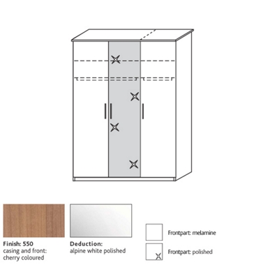 system 300 3 door wardrobe with polished centre