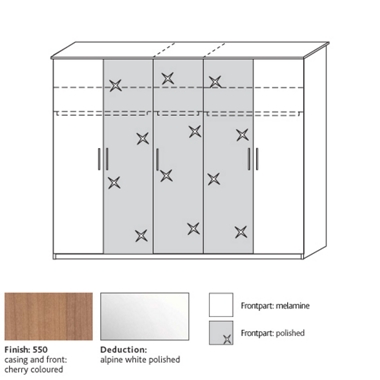 system 300 5 door wardrobe with 3 polished