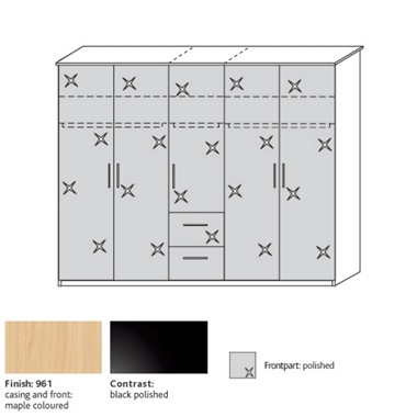 system 300 5 door combi wardrobe with polished