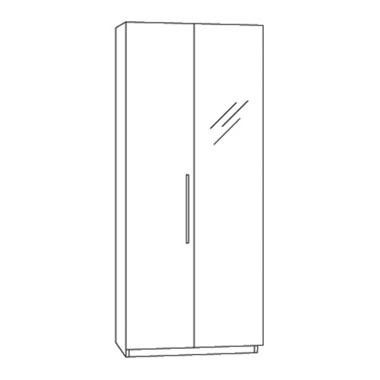 2 door wardrobe with 1 mirror door