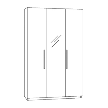 vogue 3 door wardrobe with 1 mirror centre door