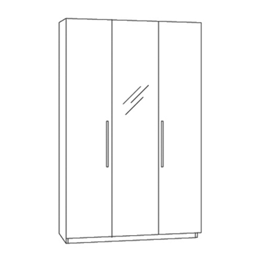 3 door wardrobe with 1 mirror centre door