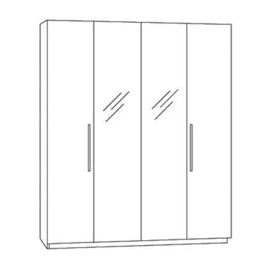 vogue 4 door wardrobe with 2 centre mirrored doors
