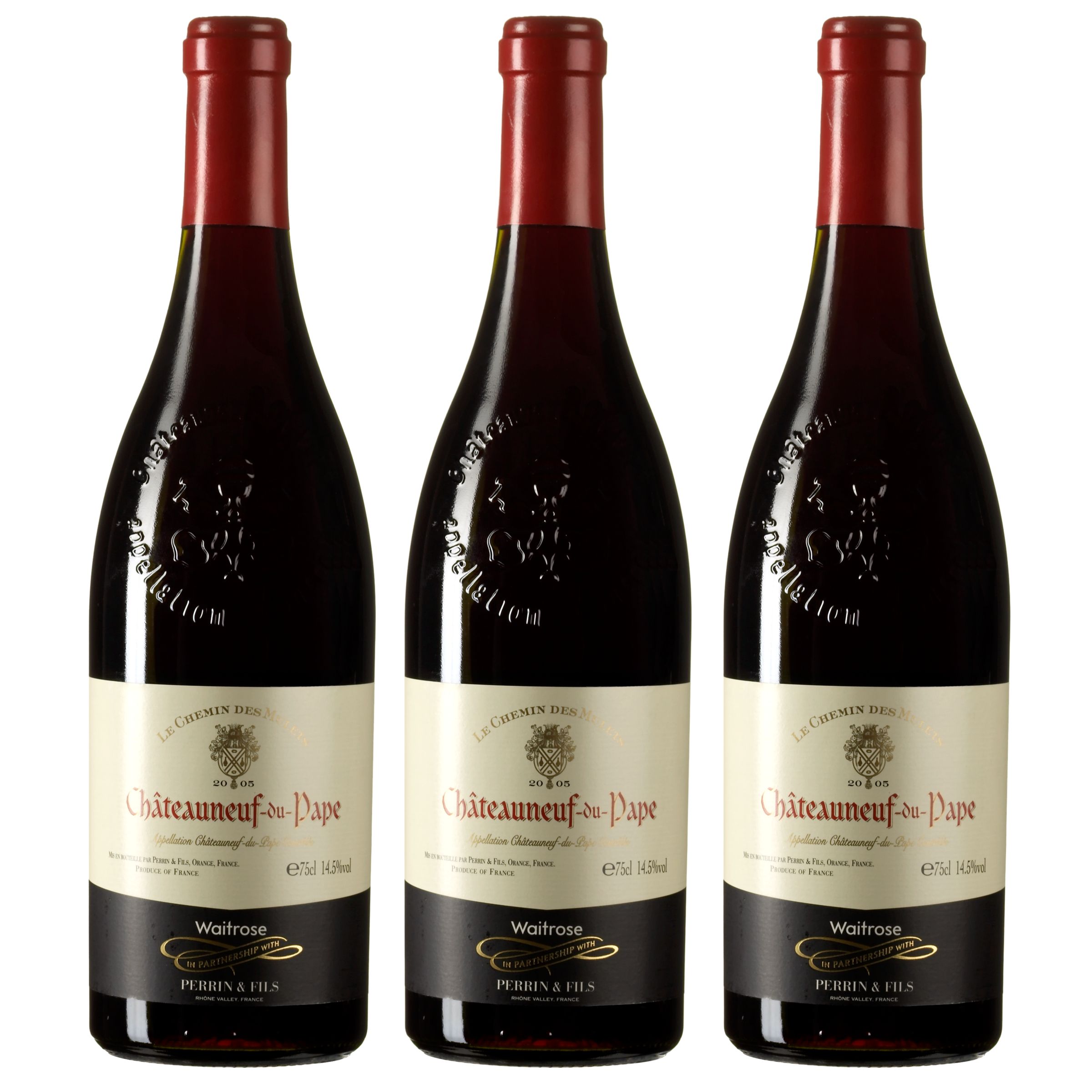 Waitrose Châteauneuf-du-Pape, Perrin et Fils, Le Chemin des Mulets 2005/06 Rhône, Pack of 3