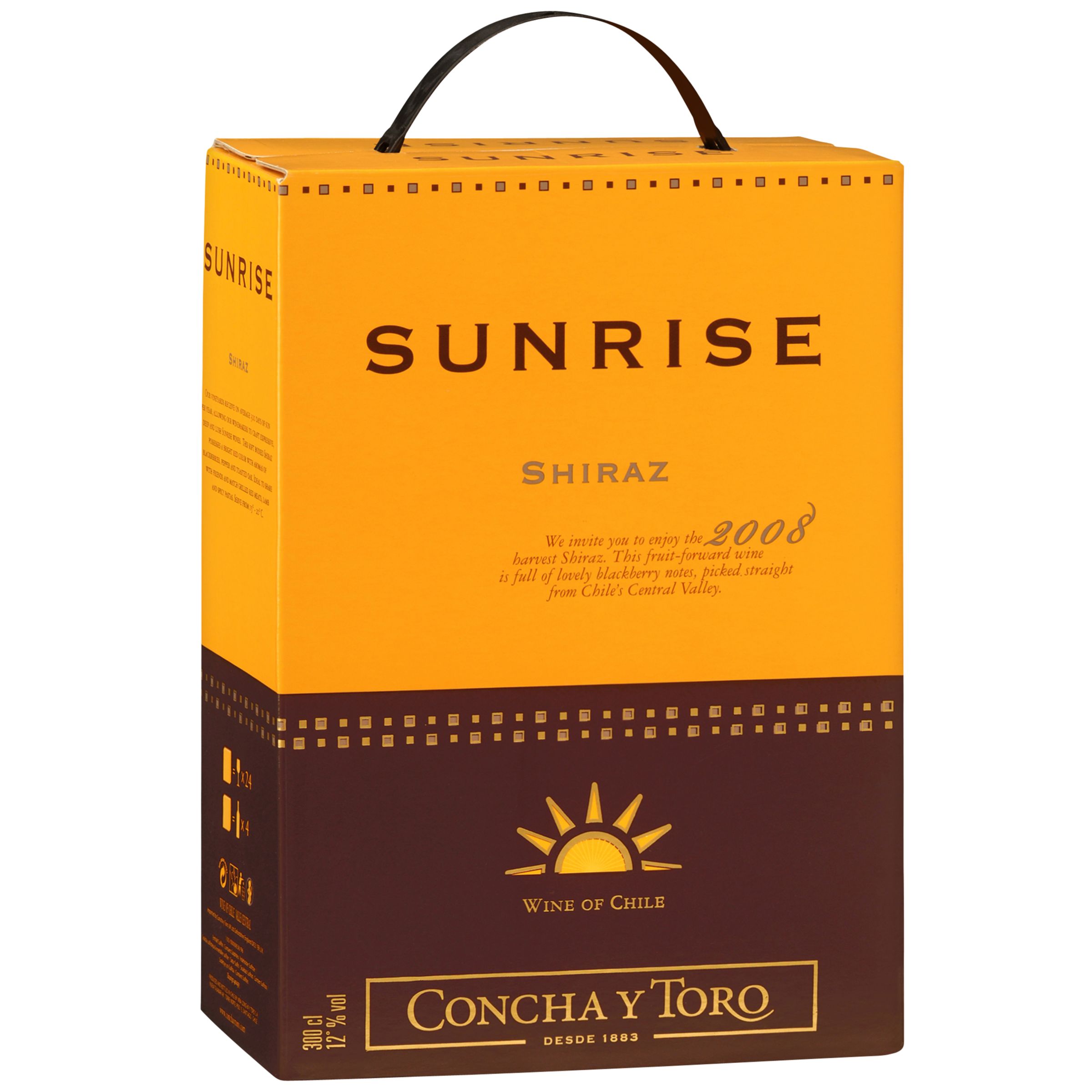 Concha y Toro Sunrise Shiraz 2008 Central Valley, Chile 3 Litre Box (Pack of 4)