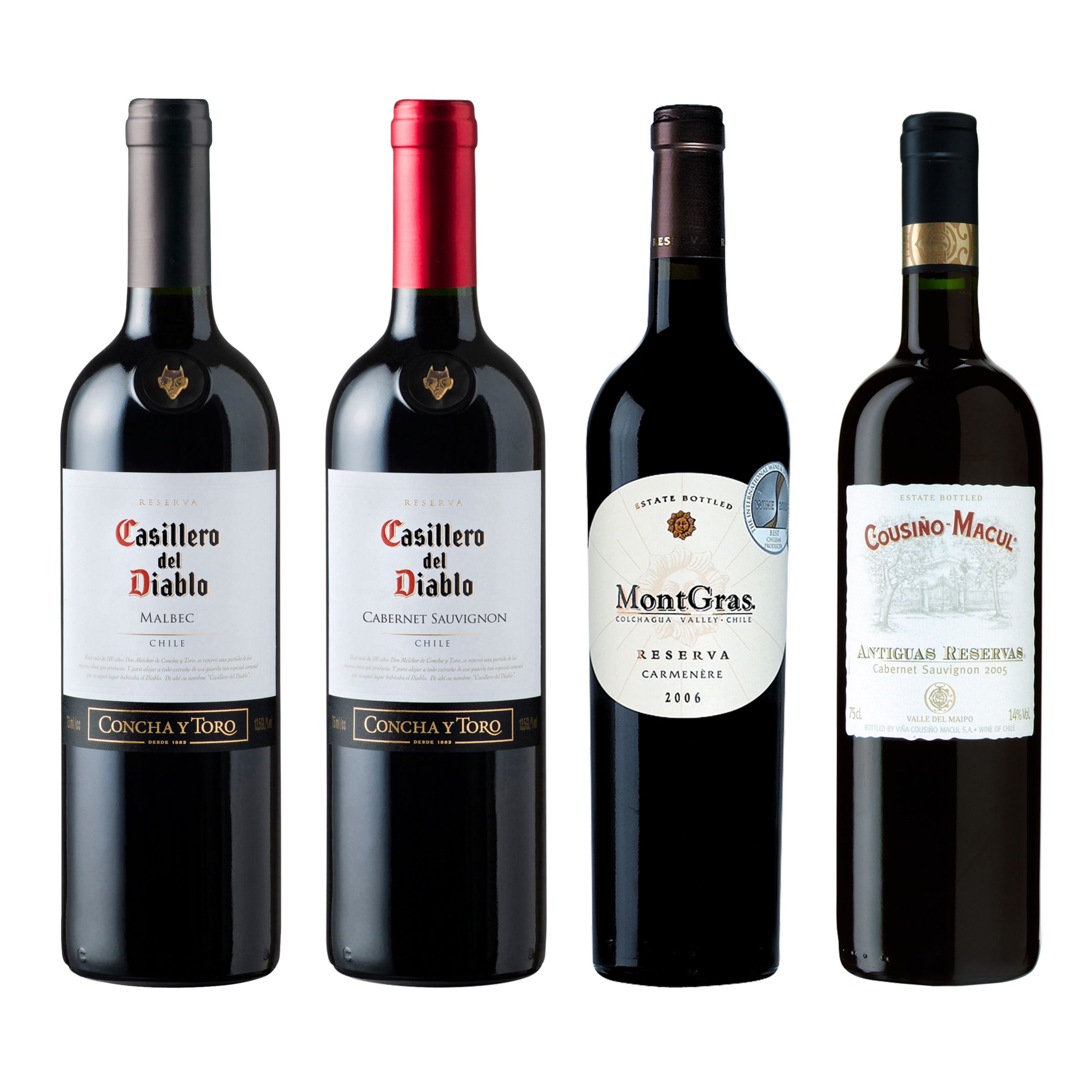 Chilean Red Quartet Mixed Case, £66 for 12, save £29