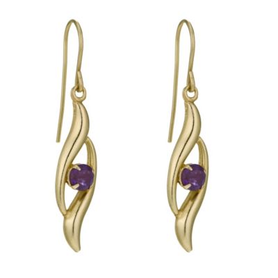 9ct Yellow Gold Amethyst Swirl Earrings - Product number 1001604