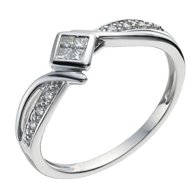 Sterling silver 12 point square diamond cluster wrap ring - Product number 1002287