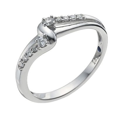 Sterling silver 12 point diamond twist ring - Product number 1002414