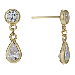 9ct Yellow Gold Cubic Zirconia Teardrop Earrings
