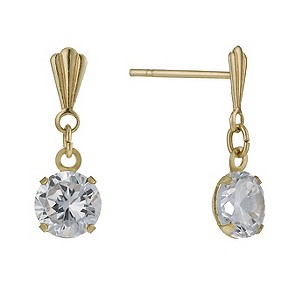 9ct Yellow Gold 5mm Cubic Zirconia Drop Earrings