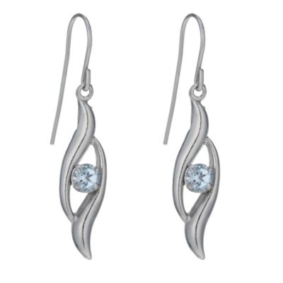 9ct White Gold Blue Topaz Swirl Earrings - Product number 1003313