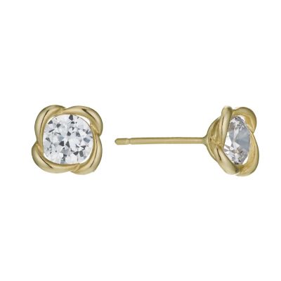 9ct Yellow Gold Cubic Zirconia Swirl Stud Earrings