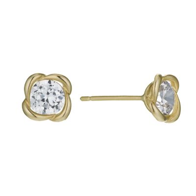 9ct Yellow Gold Cubic Zirconia Swirl Stud Earrings