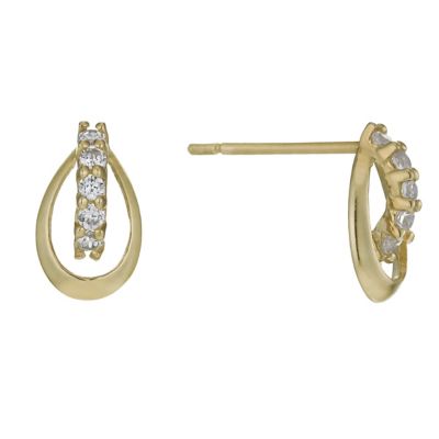 9ct Yellow Gold Cubic Zirconia Oval Stud Earrings - Product number 1003356