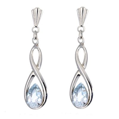 H Samuel 9ct White Gold Blue Topaz Figure Of Eight Drop