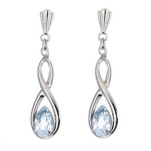 9ct White Gold Blue Topaz Figure Of Eight Drop