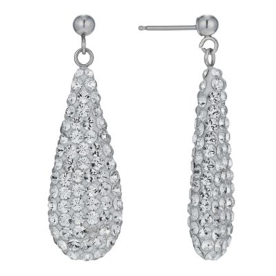 9ct White Gold Double Sided Drop Earrings