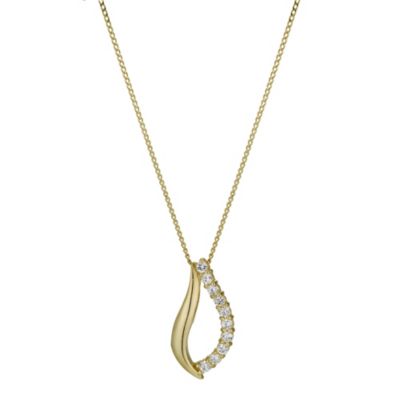 9ct Yellow Gold 18" Cubic Zirconia Drop Pendant - Product number 1003542