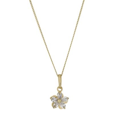 9ct Yellow Gold 18" Cubic Zirconia Flower Pendant - Product number 1003550