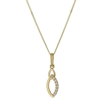 9ct Yellow Gold 18" Cubic Zirconia Double Oval Pendant - Product number 1003569
