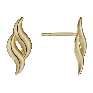 9ct Yellow Gold Double Flame Stud Earrings