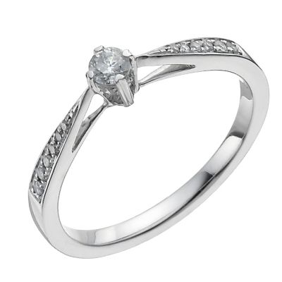 9ct white gold one fifth of a carat diamond ring - Product number 1003763