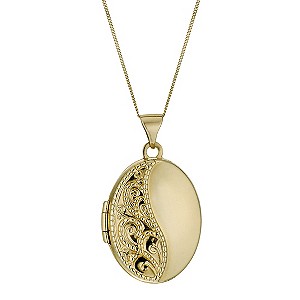 H Samuel 9ct Yellow Gold 18` Engraved Oval Locket