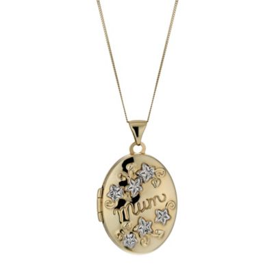 9ct Yellow and White Gold Mum Oval Locket