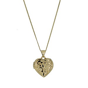 9ct Yellow Gold Swirl Pattern Heart Locket