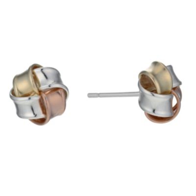 9ct Three Tone Gold Large Tight Knot Earrings - Product number 1006622