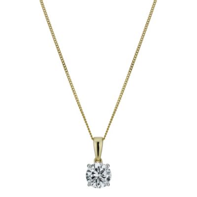 9ct yellow gold 5mm cubic zirconia round pendant necklace - Product number 1007319