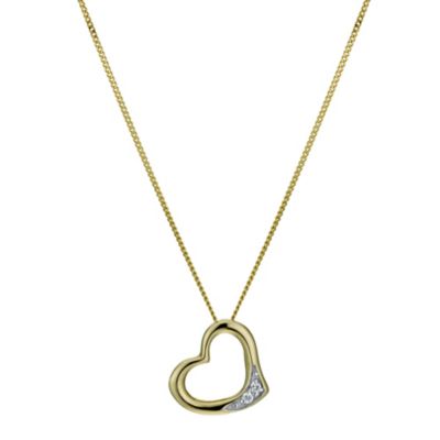 9ct yellow gold cubic zirconia heart pendant necklace - Product number 1007351