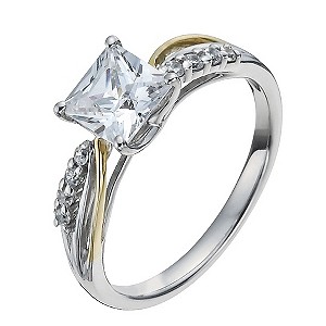 Sterling Silver & 9ct Gold Cubic Zirconia Twist RingSterling Silver & 9ct Gold Cubic Zirconia Twist