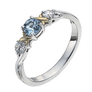 H Samuel Sterling Silver and 9ct Gold Blue Topaz Three