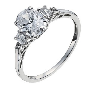 9ct White Gold Cubic Zirconia Fancy Ring