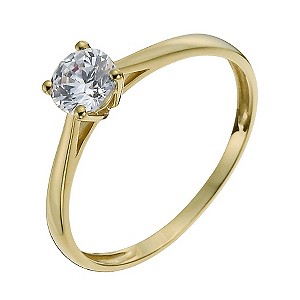 9ct Yellow Gold 5mm Cubic Zirconia Solitaire Ring