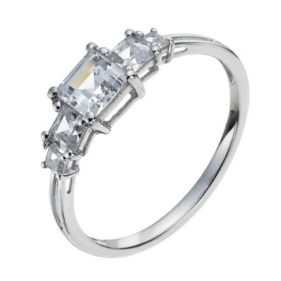 9ct White Gold Three Stone Cubic Zirconia Fancy Ring - Product number 1009222