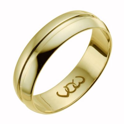 9ct yellow gold 6mm polished groove band ring - Product number 1009389