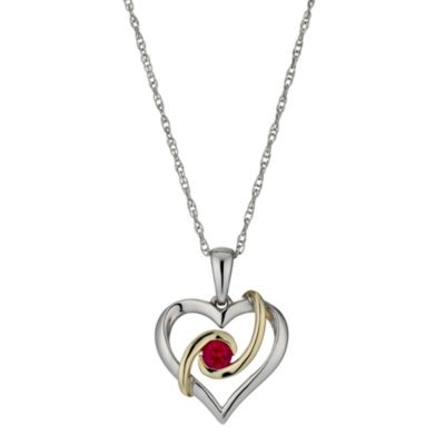 H Samuel Sterling Silver and 9ct Gold Created Ruby Heart