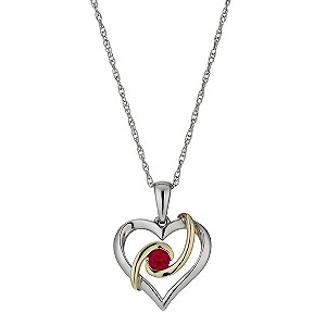 H Samuel Sterling Silver and 9ct Gold Created Ruby Heart