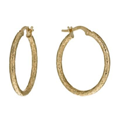 H Samuel 9ct Yellow Gold 20mm Pattern Creole Hoop Earrings