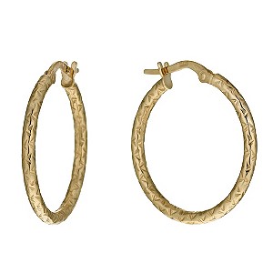 9ct Yellow Gold 20mm Pattern Creole Hoop Earrings