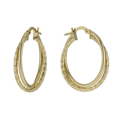 H Samuel 9ct Yellow Gold Diamond Cut 20mm Creole Hoop