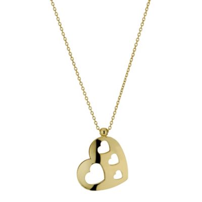 9ct Yellow Gold 18" Cut Out Heart Pendant - Product number 1010328