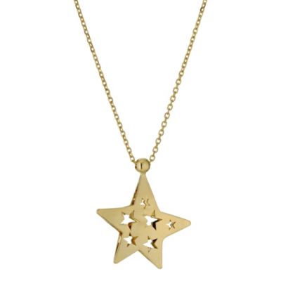 H Samuel 9ct Yellow Gold 18` Cut Out Star Pendant