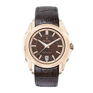 Bulova Men's Stainless Steel Brown Strap Watch