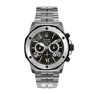 Bulova Black Dial Stainless Steel Bracelet Watch