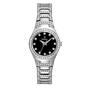 Bulova Ladies' Black Dial Stainless Steel Bracelet Watch