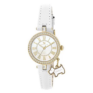 Radley Ladies' Stone Set Gold-Plated White Strap Watch